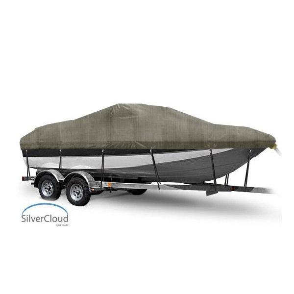 Eevelle Boat Cover DECK BOAT Walk Thru Windshield, Outboard Fits 20ft 6in L up to 102in W Khaki SCDKWT20102B-KHA - main